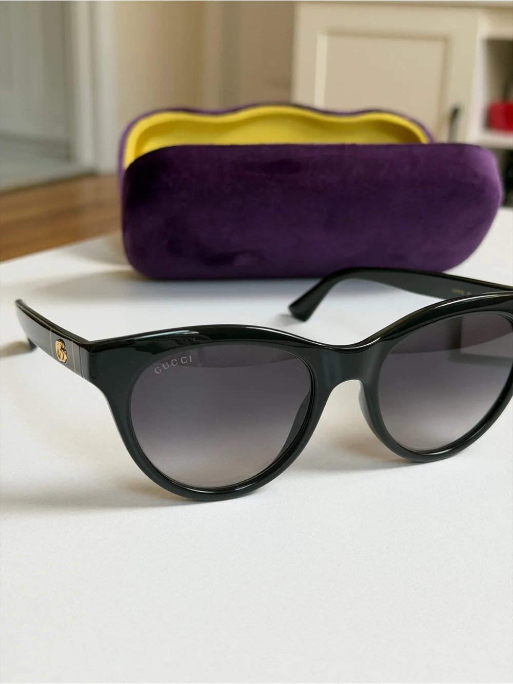 Gucci Women's Black Cat-Eye Sunglasses